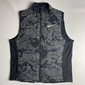 Nike Thermosoft reflective running vest Mens XL Grey Geometric patterns Full Zip